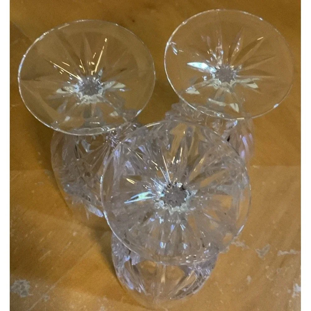 Set of 3 Godinger Milano Pattern Lead Crystal Goblets Iced‎ Tea Water Wine Glass